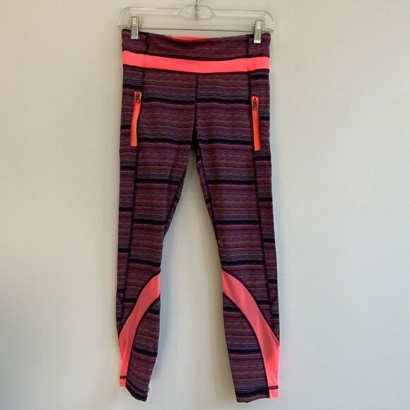 Lululemon Purple Orange Space Dyed Leggings with Pockets Size 6 - Picture 1 of 10